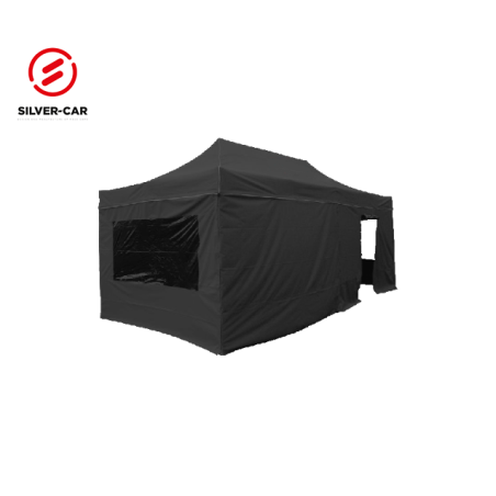 Kit paredes + puerta + ventanas para carpa 6 x 3 m aluminio negro